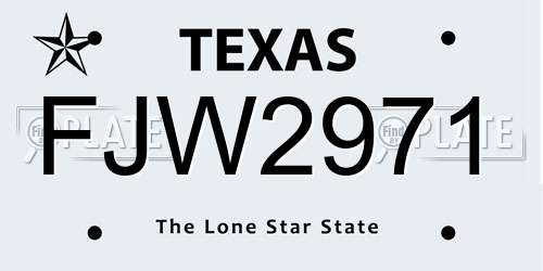 FJW2971 Texas License Plate