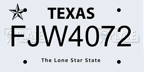 FJW4072 Texas License Plate