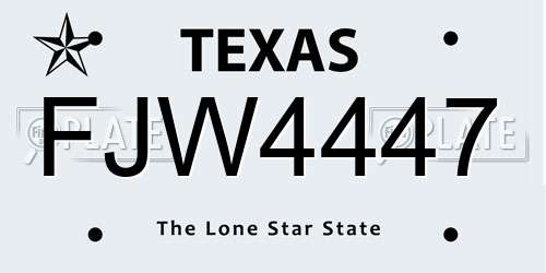 FJW4447 Texas License Plate
