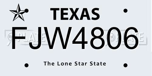 FJW4806 Texas License Plate