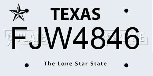 FJW4846 Texas License Plate