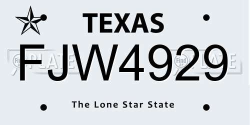 FJW4929 Texas License Plate