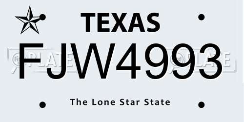 FJW4993 Texas License Plate