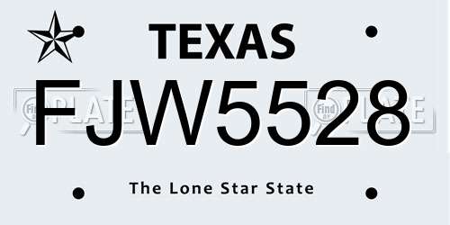 FJW5528 Texas License Plate
