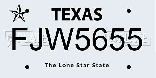 FJW5655 Texas License Plate