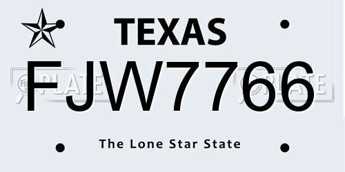 FJW7766 Texas License Plate
