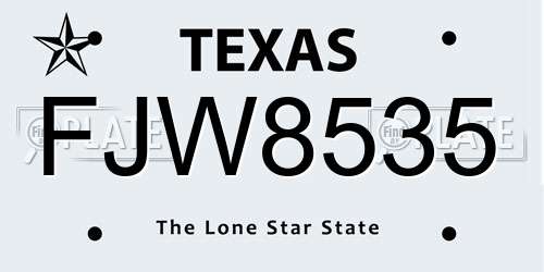 FJW8535 Texas License Plate