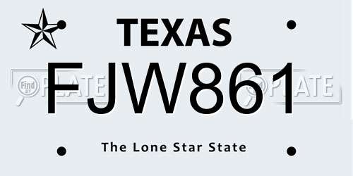 FJW861 Texas License Plate
