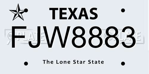 FJW8883 Texas License Plate