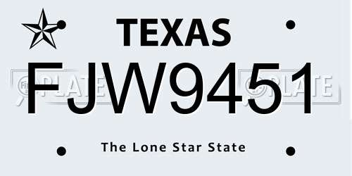 FJW9451 Texas License Plate