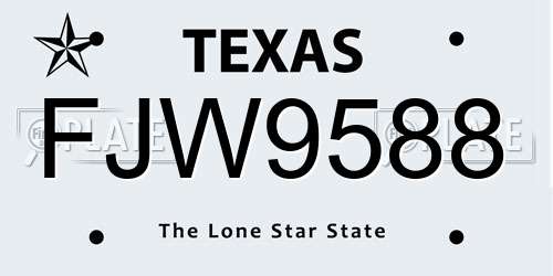 FJW9588 Texas License Plate