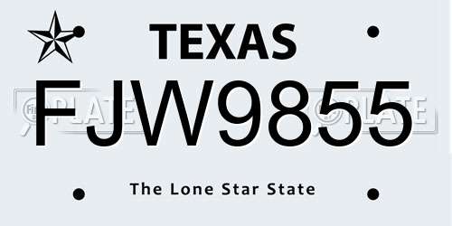 FJW9855 Texas License Plate