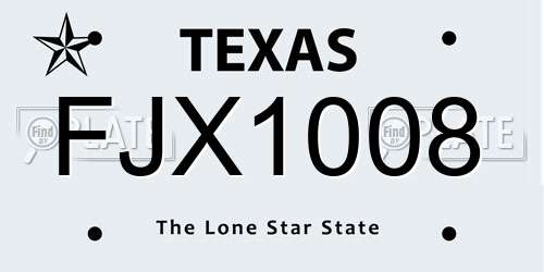 FJX1008 Texas License Plate