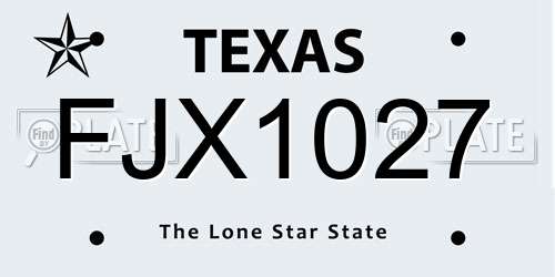 FJX1027 Texas License Plate