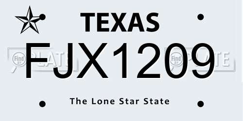 FJX1209 Texas License Plate