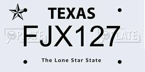 FJX127 Texas License Plate