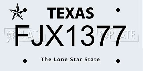 FJX1377 Texas License Plate