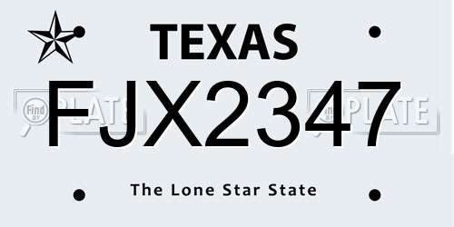 FJX2347 Texas License Plate