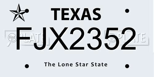 FJX2352 Texas License Plate