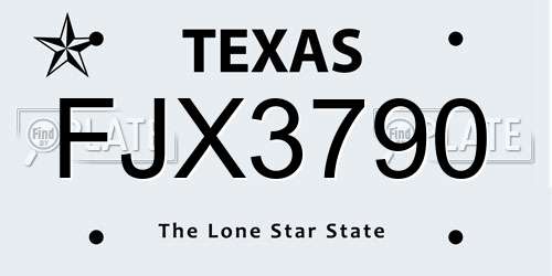 FJX3790 Texas License Plate