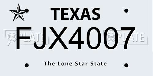 FJX4007 Texas License Plate