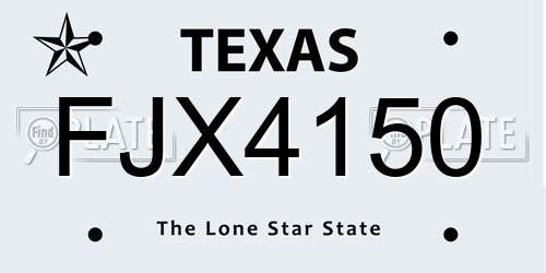 FJX4150 Texas License Plate