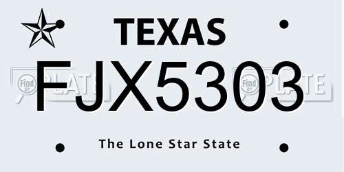 FJX5303 Texas License Plate