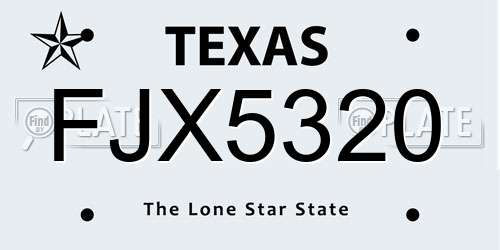 FJX5320 Texas License Plate