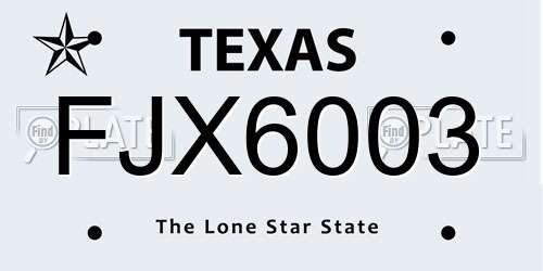 FJX6003 Texas License Plate