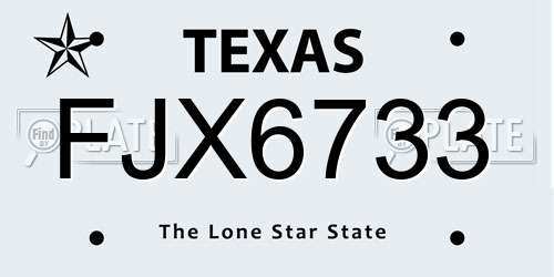 FJX6733 Texas License Plate
