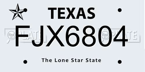 FJX6804 Texas License Plate