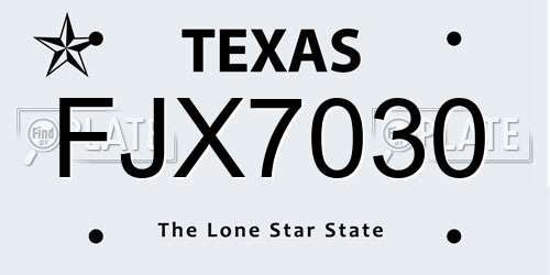 FJX7030 Texas License Plate