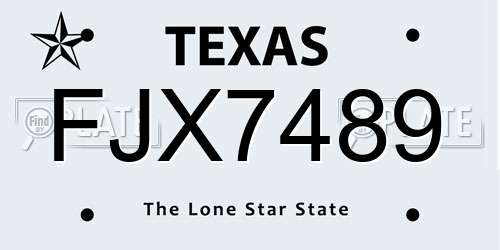 FJX7489 Texas License Plate
