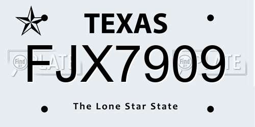 FJX7909 Texas License Plate