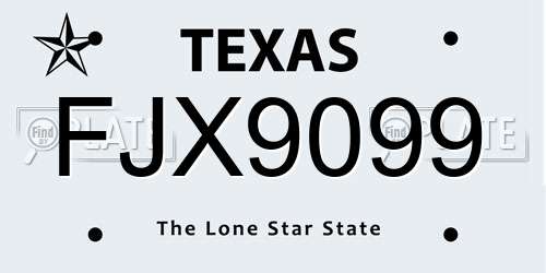 FJX9099 Texas License Plate