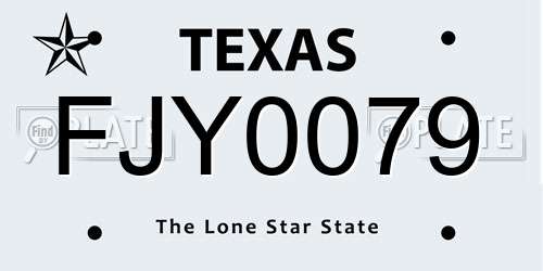 FJY0079 Texas License Plate