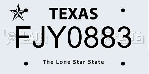 FJY0883 Texas License Plate