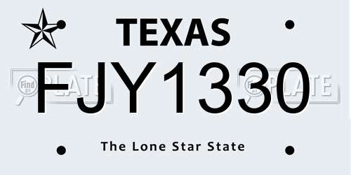 FJY1330 Texas License Plate
