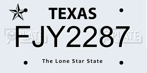 FJY2287 Texas License Plate