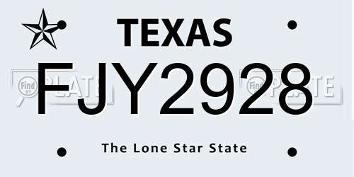 FJY2928 Texas License Plate