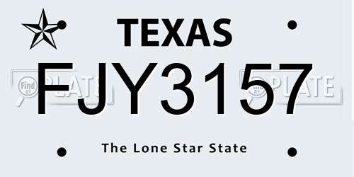 FJY3157 Texas License Plate