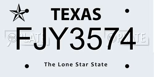 FJY3574 Texas License Plate