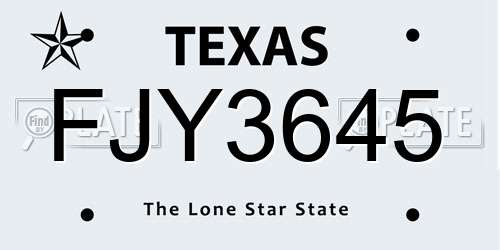 FJY3645 Texas License Plate