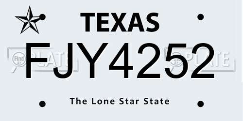 FJY4252 Texas License Plate
