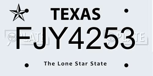 FJY4253 Texas License Plate