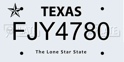 FJY4780 Texas License Plate