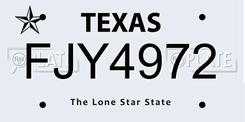 FJY4972 Texas License Plate