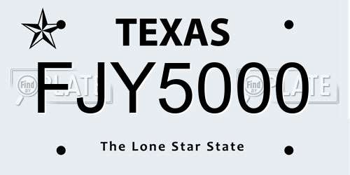FJY5000 Texas License Plate
