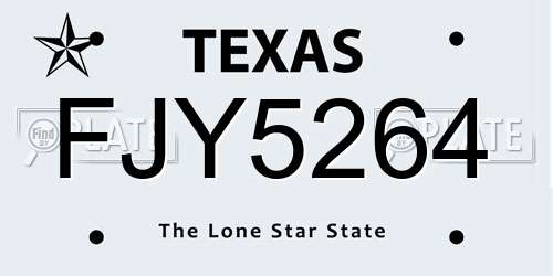 FJY5264 Texas License Plate