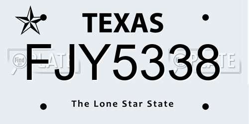 FJY5338 Texas License Plate
